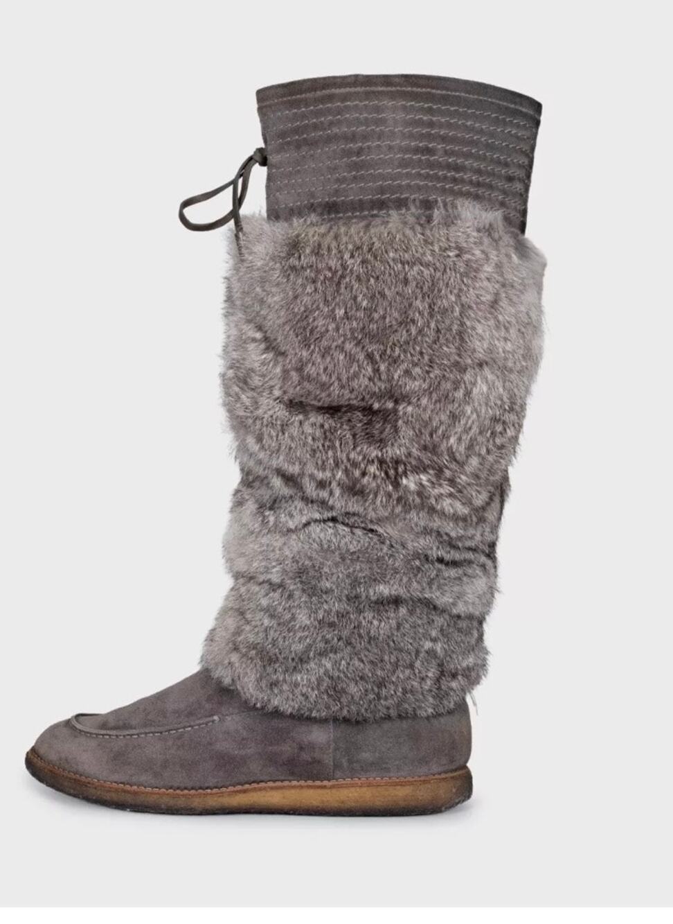 Christian Dior Gray Suede & Fur Boots - EU 37.5